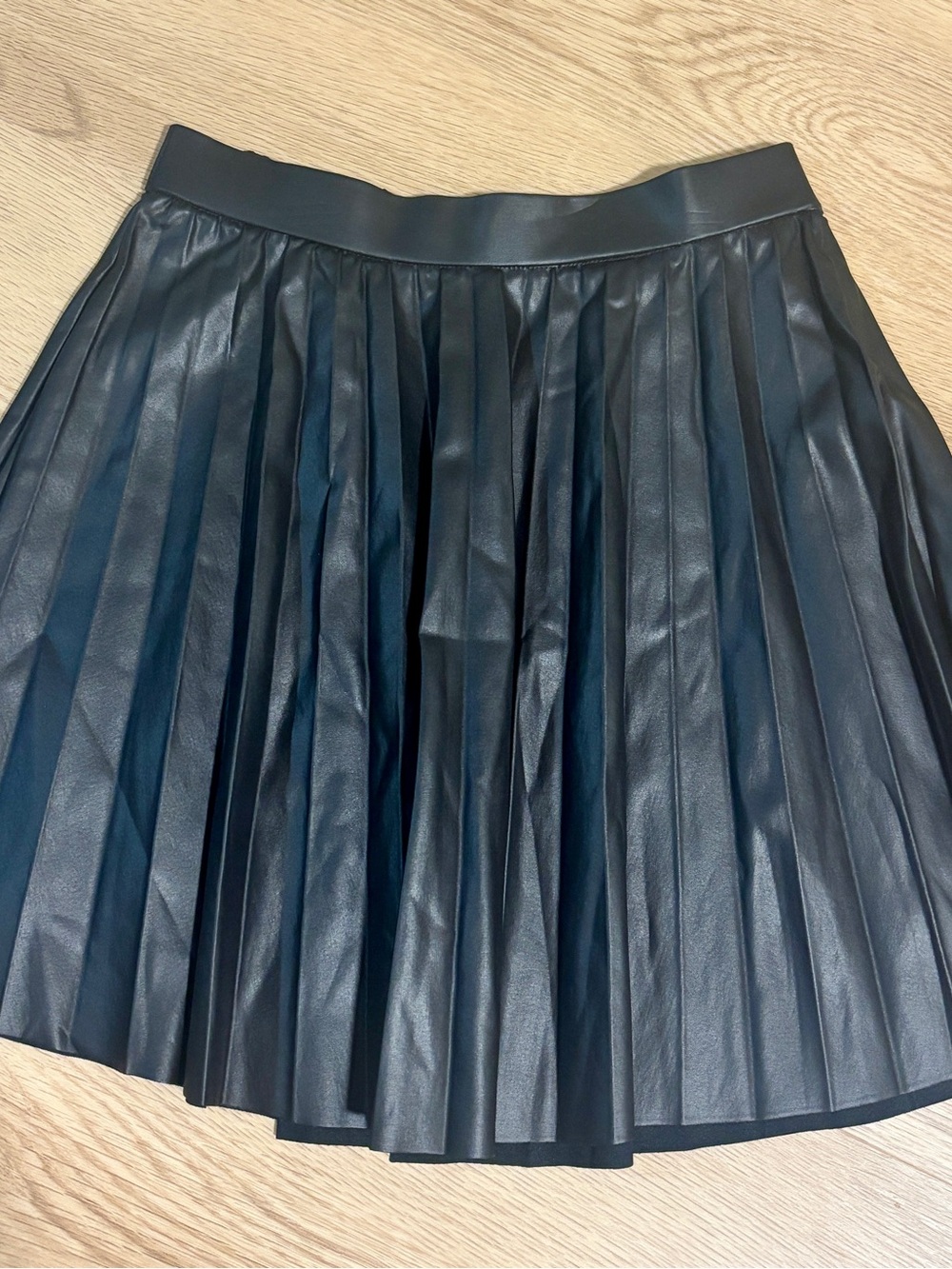 Zara Pleated Faux Leather Skirt - Black size kids girls 11/12
